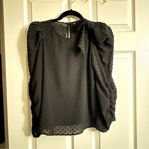 Zara bow tie sheer blouse black XS
